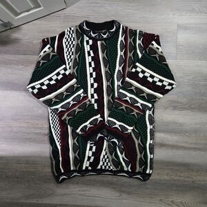 Vintage Bergan 3D Knit Sweater Men's L Coogi Style 90s